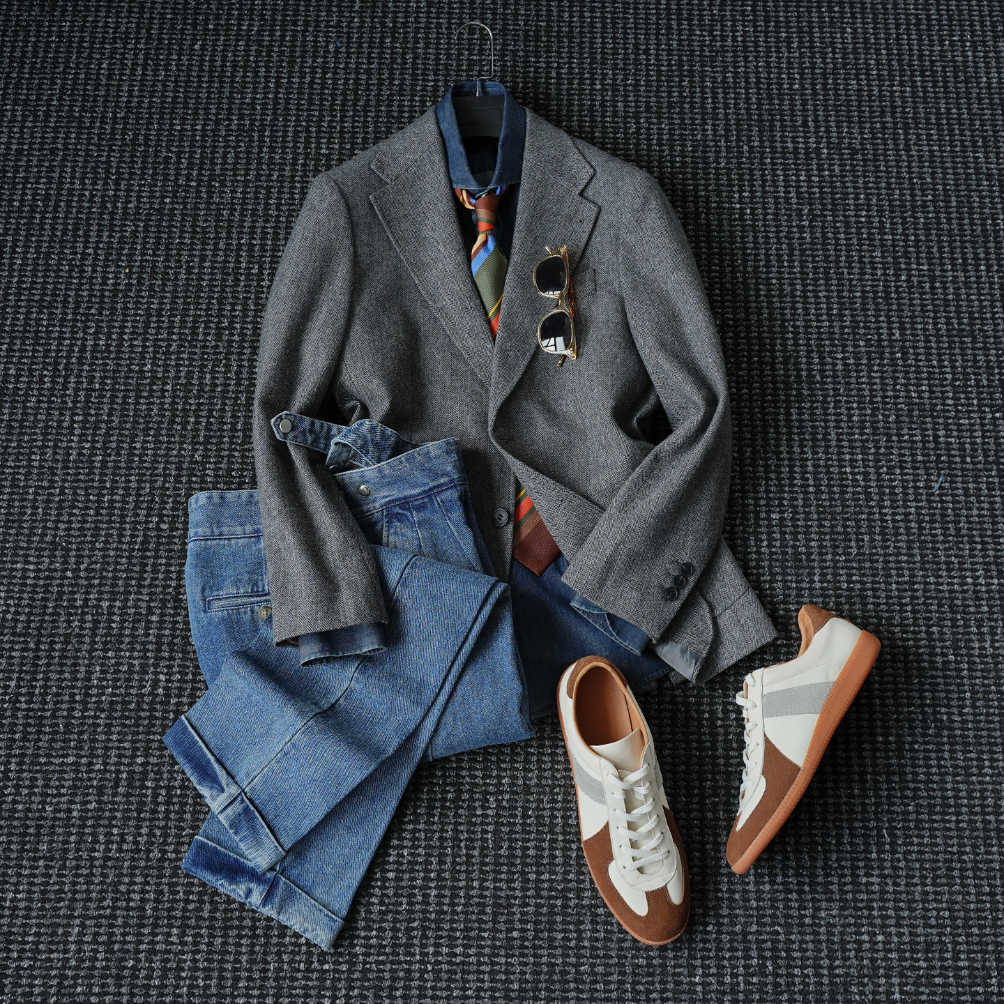 CssuGent那不勒斯皇后高定人字纹羊毛西服男时尚优雅商务休闲西装