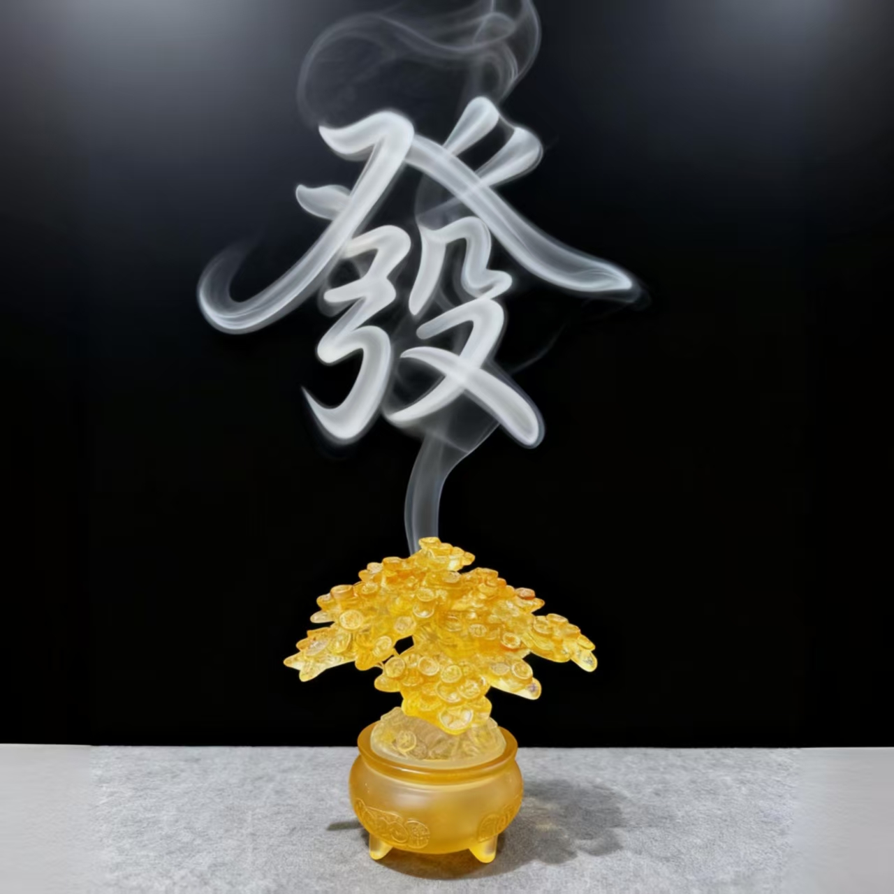 【摇光才才树】紫色琉小璃才才进宝香炉 精致桌面摆件 7316