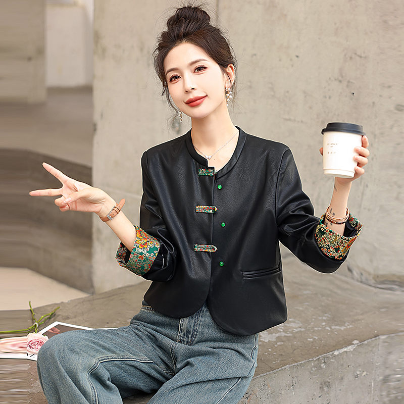新中式设计感小个子皮衣2025春款新款女装风复古短款外套上衣女