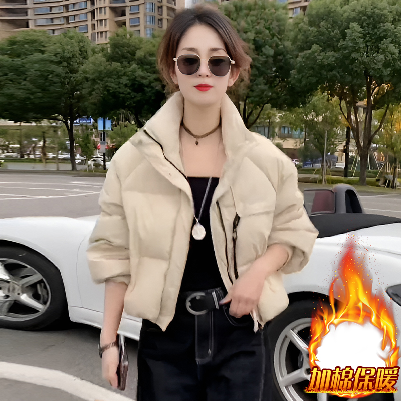 立领短款气质棉服女2025年冬季新款宽松时尚韩版百搭加厚保暖外套