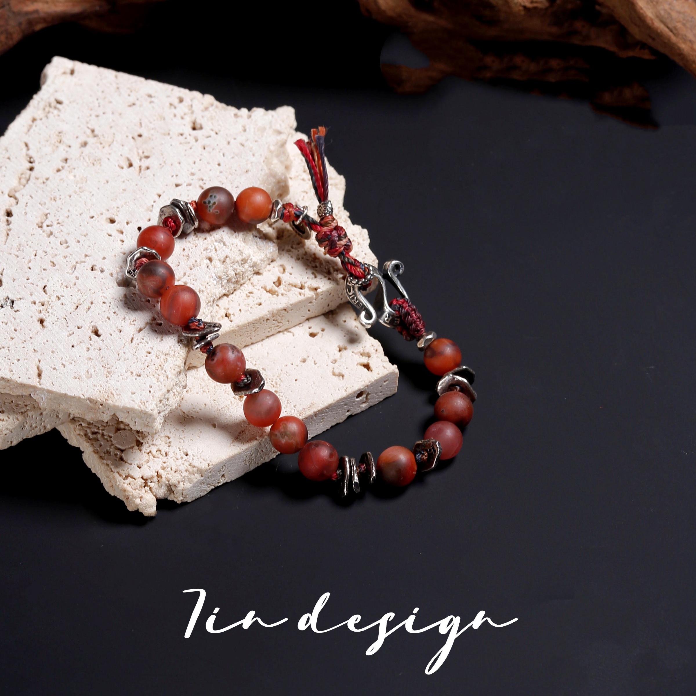 925银手链 7in【南笙】原创小众设计复古手作红色情侣925手链