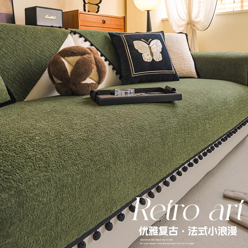 V/雅鹿复古风沙发垫四季通用2025新款防滑坐垫子高级感沙发盖布巾