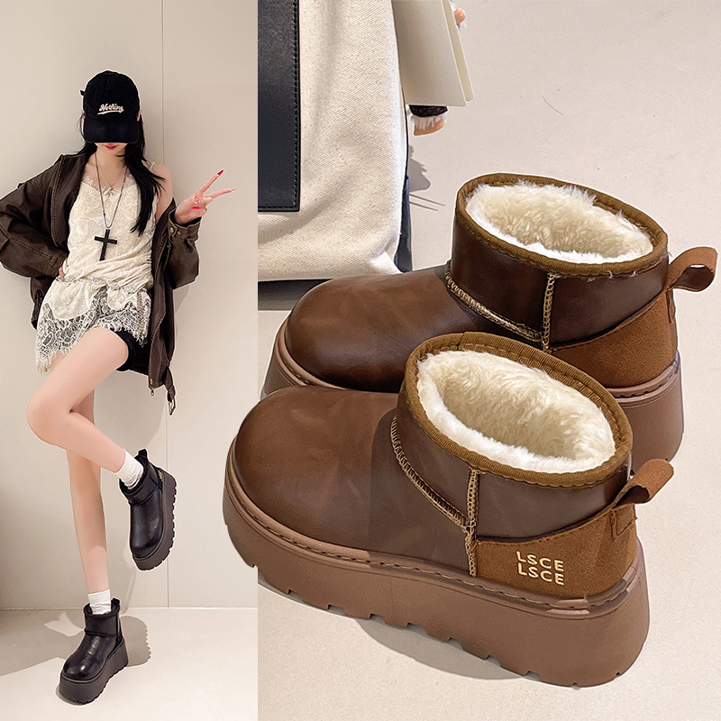 时尚雪地靴流光风女款短筒雪地靴加厚韩版棉靴秋冬