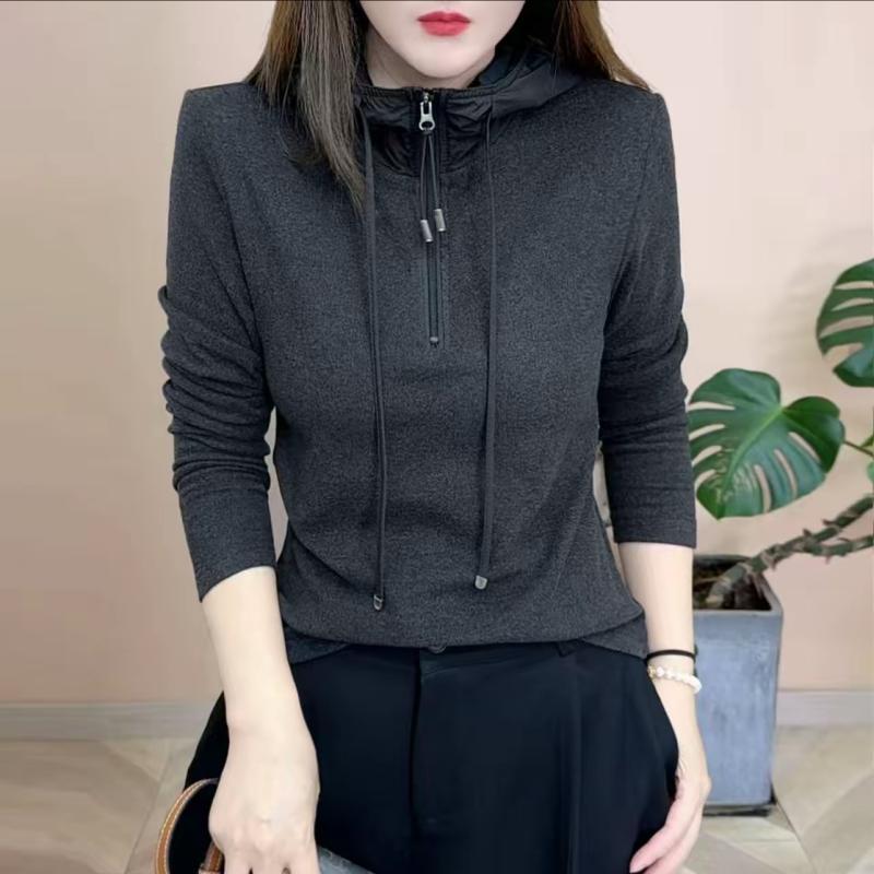 2025秋冬新品时尚潮流百搭双面绒连帽外套休闲女士长袖上衣8279