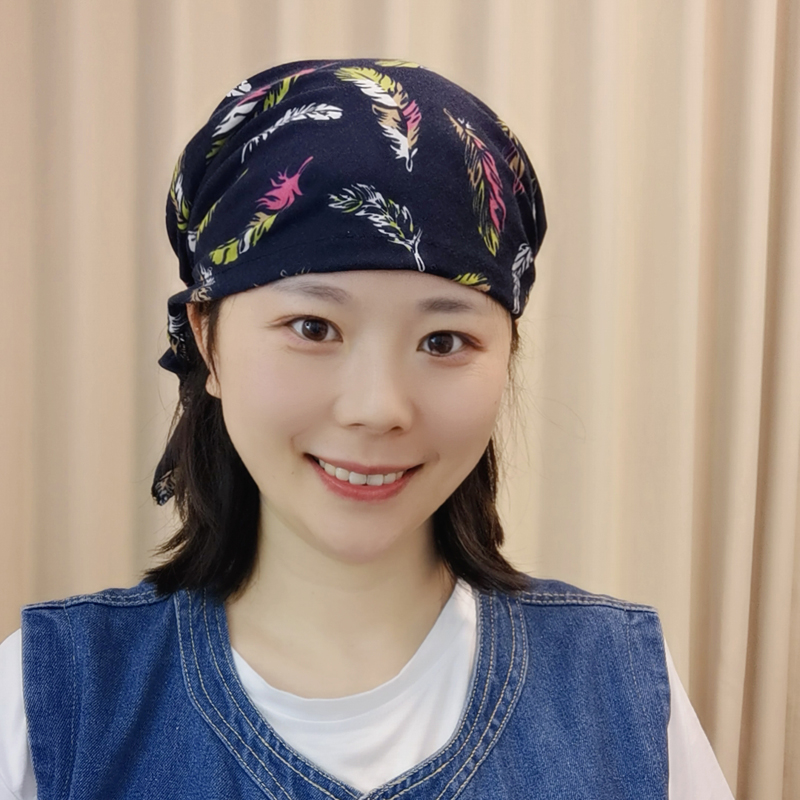 时尚印花帽子飘带帽洋气百搭遮白发柔软亲肤妈妈帽子