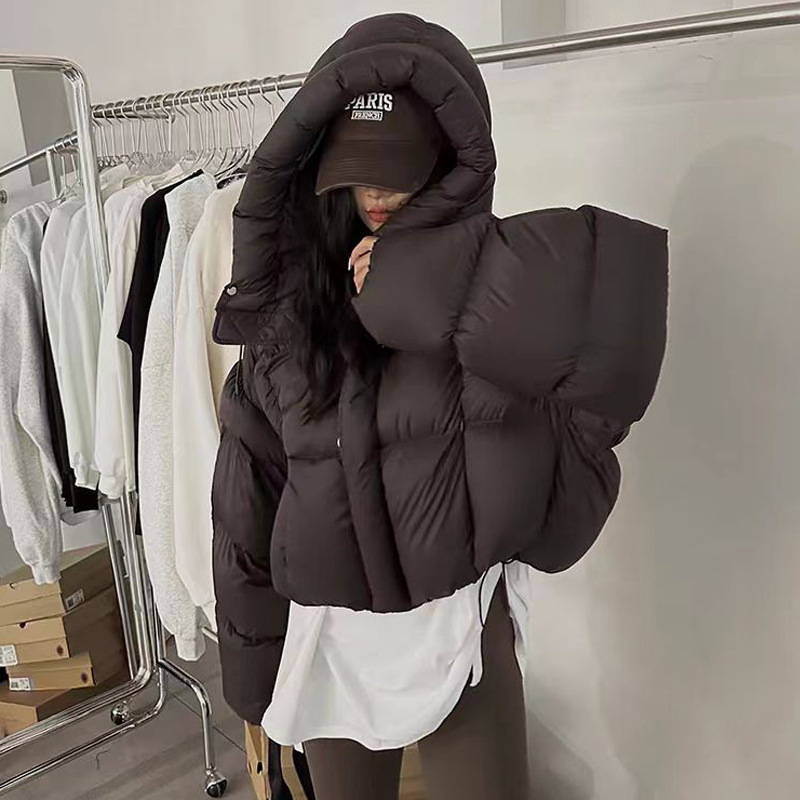 肯女羽绒服羽绒棉服款服冬季短款新款美女泡芙豆小个子显瘦连帽宽