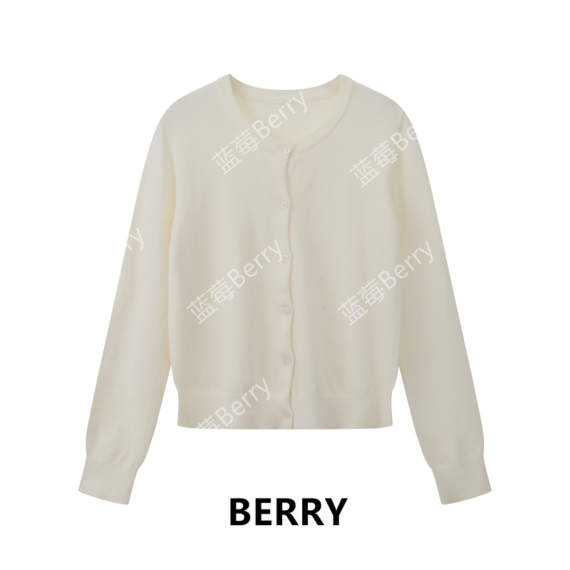【蓝莓Berry】 秋季新款圆领开衫外搭长袖小外套针织衫女上衣
