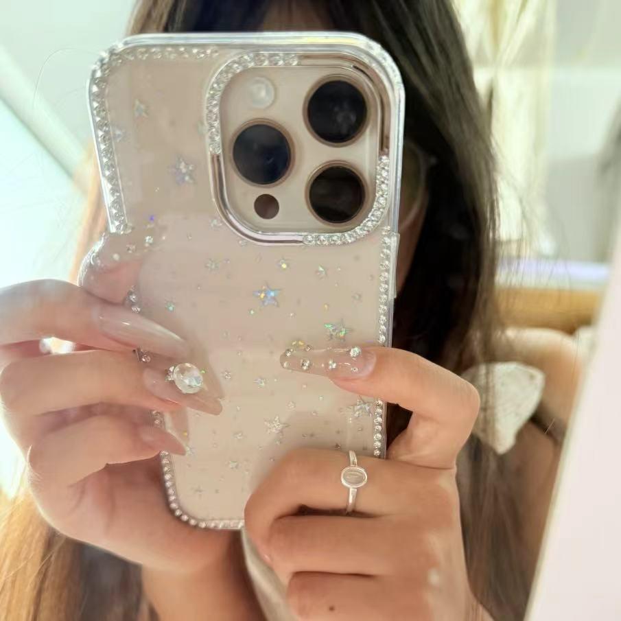 奥菲顿轻奢ins高颜值闪钻星星适用苹果16pro手机壳iPhone15/14/13