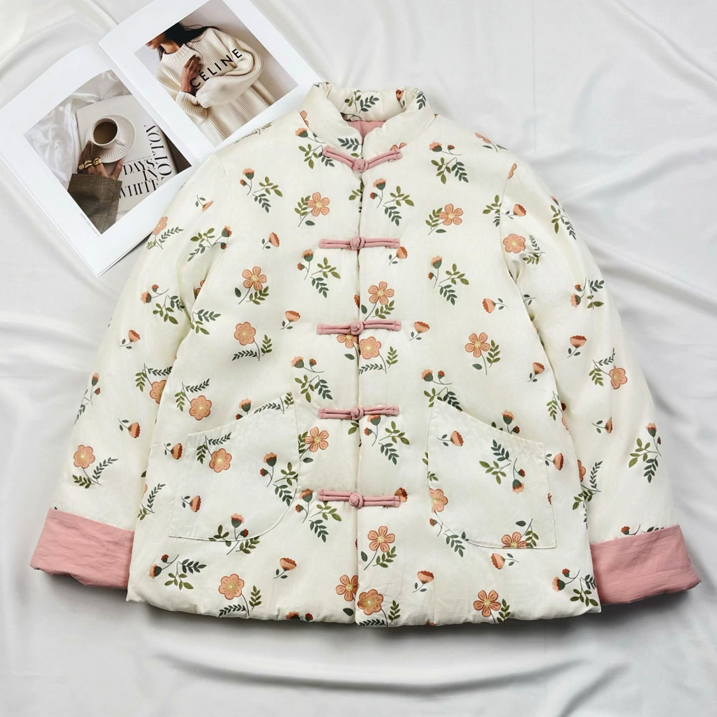 保暖立领唐装外套盘扣棉服加厚款抗寒棉衣棉袄