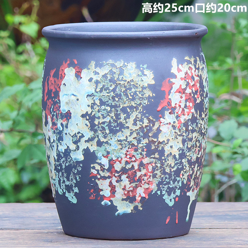 大口径透气粗陶花盆家用室内外绿植多肉盆景复古设计1924
