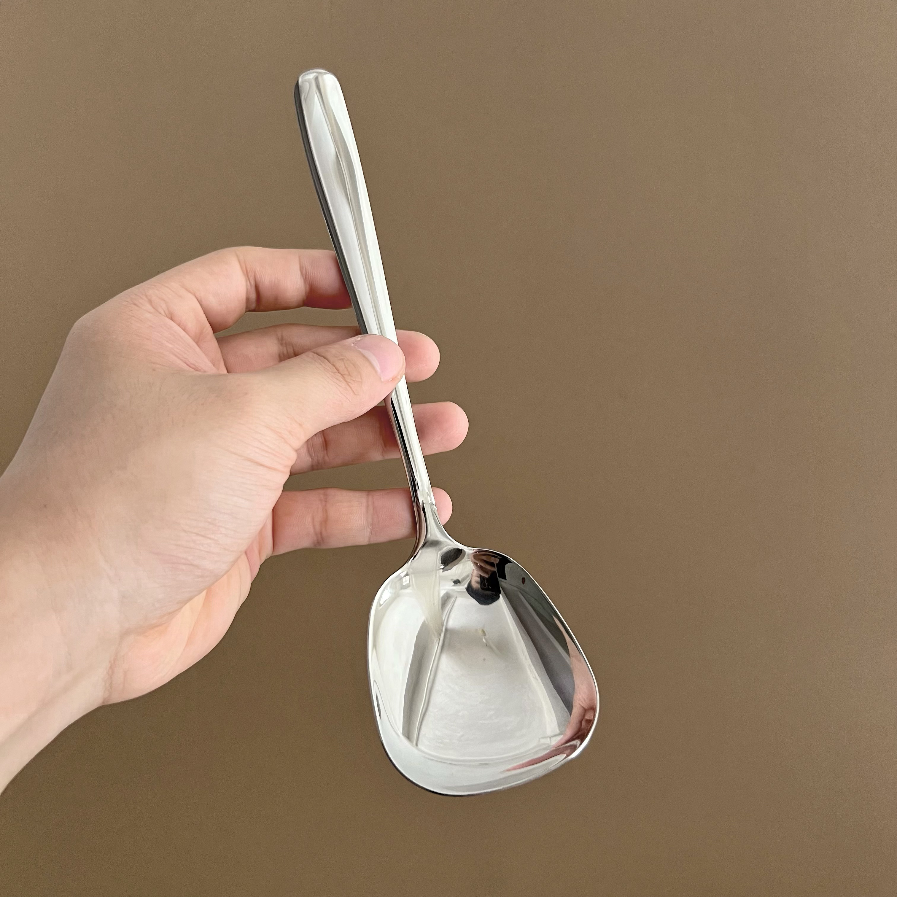 勺子家用304不锈钢方头创意汤匙西餐甜品调羹酸奶吃饭喝汤分菜勺