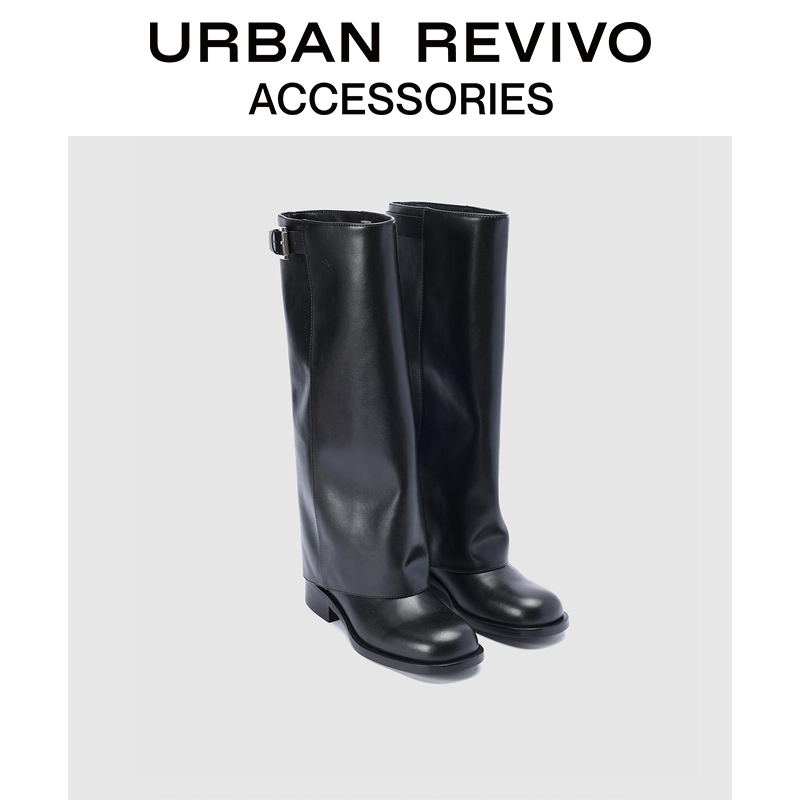 【秀场同款】URBAN REVIVO2025秋季新款女扣饰裤筒长靴UAWS50091