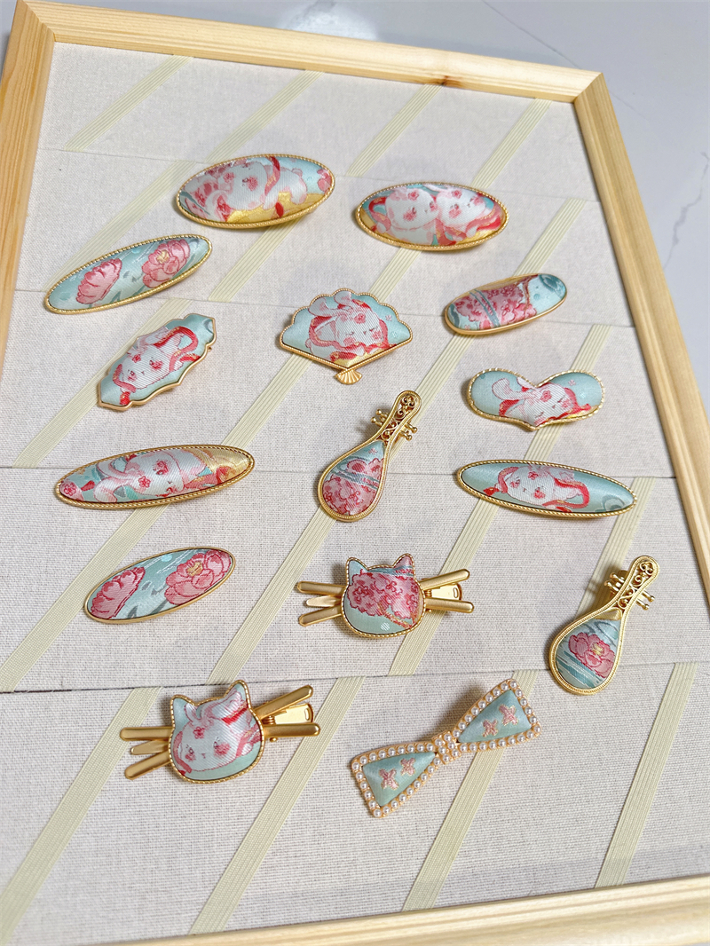 纯手工新中式宋锦发夹高级感国风高端弹簧复古夹子头饰发饰