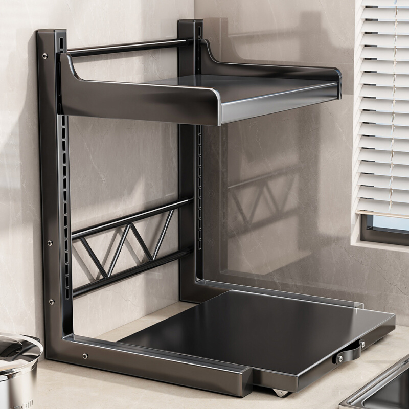 优勤电饭煲置物架多功能微波炉架子厨房电器台面可抽拉多层收纳架