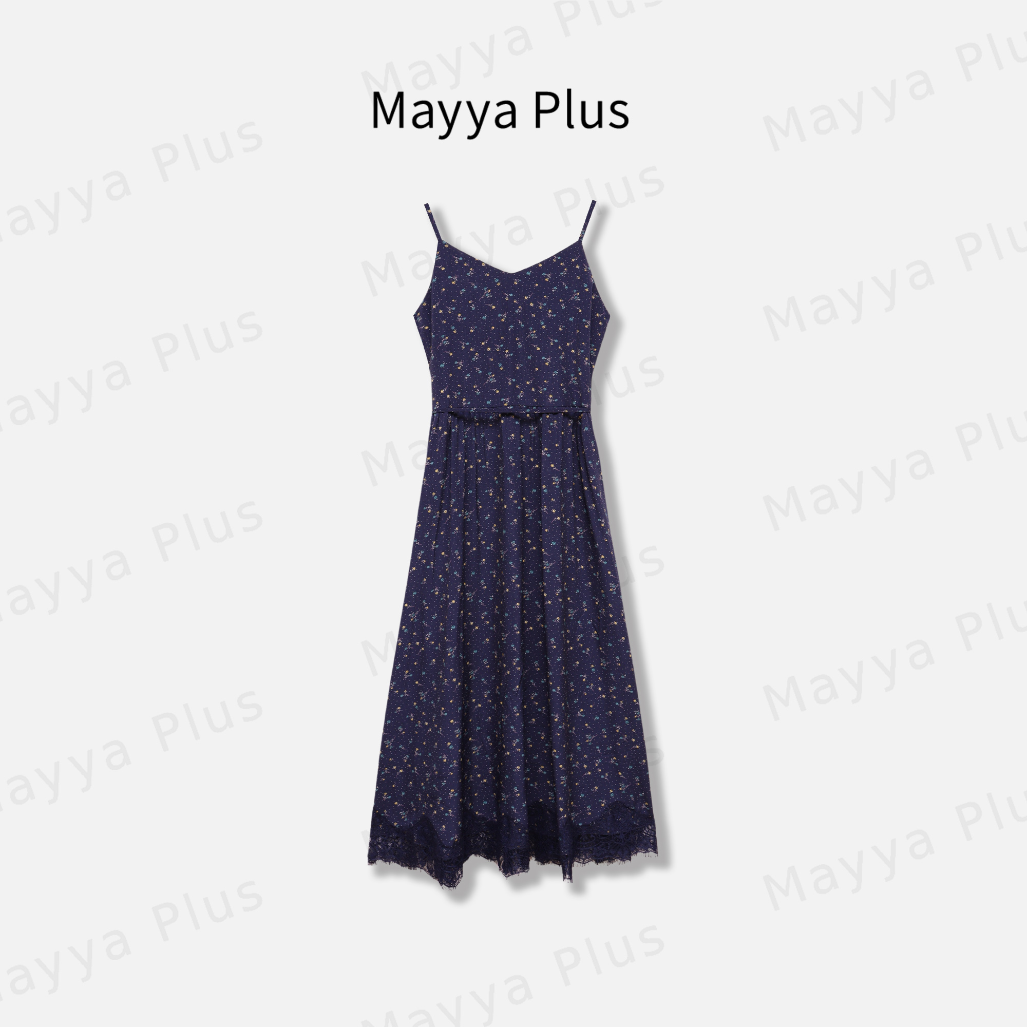 【蓝枫铃】Mayya Plus麦芽定制收腰吊带连衣裙显瘦减龄裙子32526603