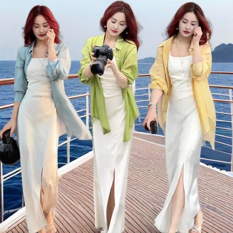 后背镂空衬衣雪纺衬衫女夏薄款开衫外套设计感小众防晒上衣空调衫