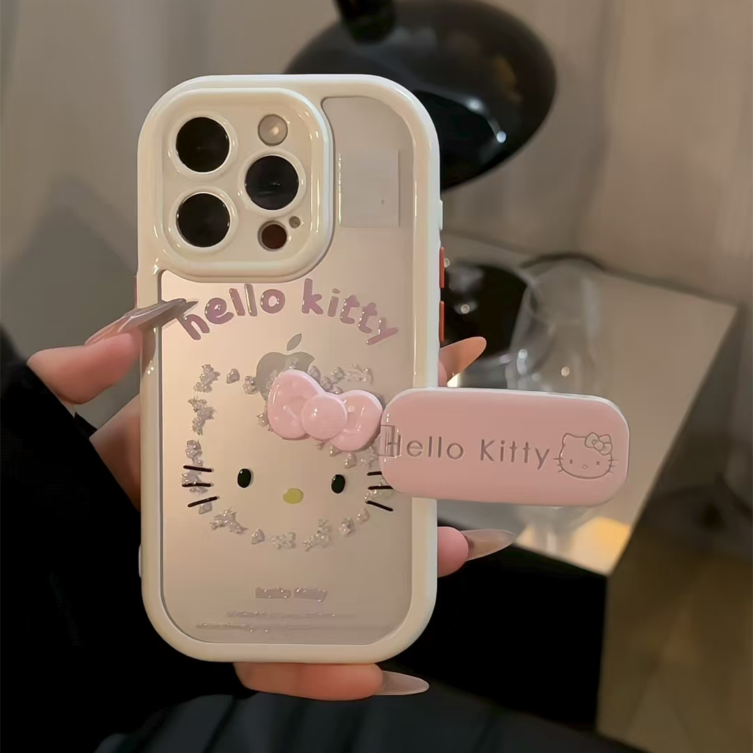 镂空碎花凯蒂标签适用苹果16华为p70vivo小米15oppo奶油手机壳