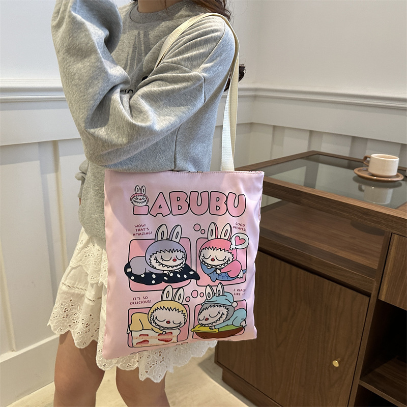 大容量百搭帆布包女可爱卡通购物袋高颜值学生手提补习袋