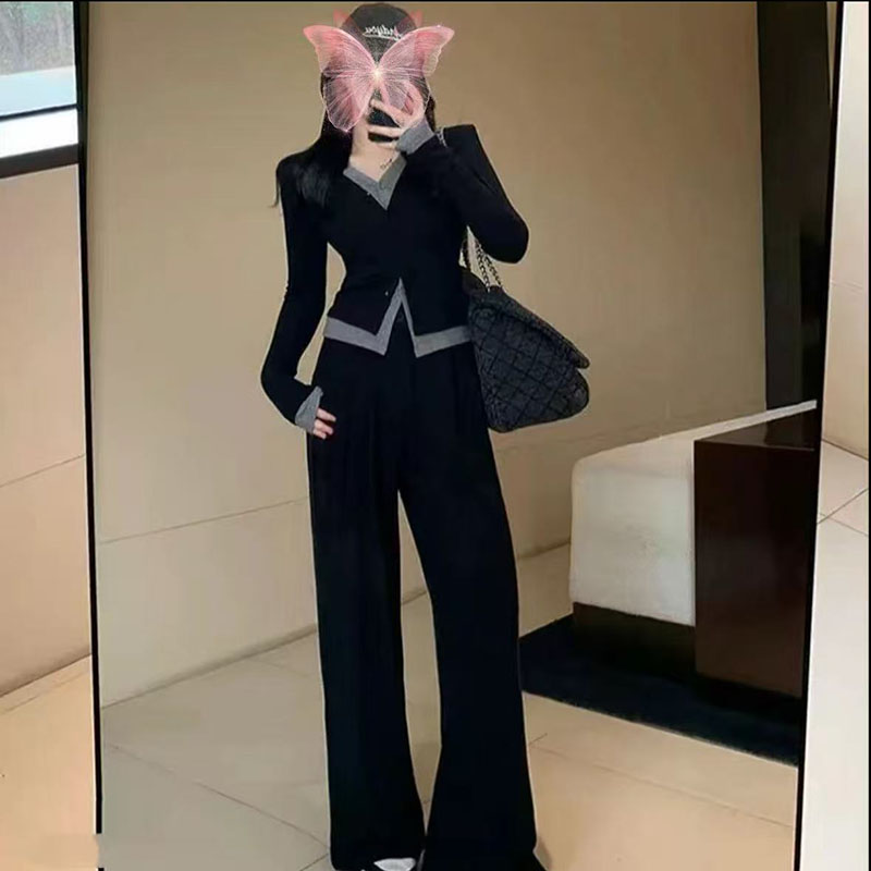 秋冬秋季慵懒假两件上衣显瘦休闲开衫洋气百搭裤子时尚纯欲风套装