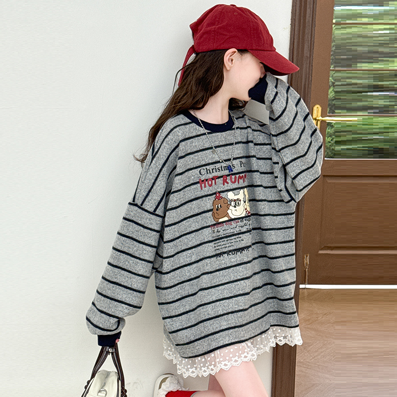 女童卫衣秋装6-12岁小女孩韩系套头宽松春秋长袖洋气中长款15岁