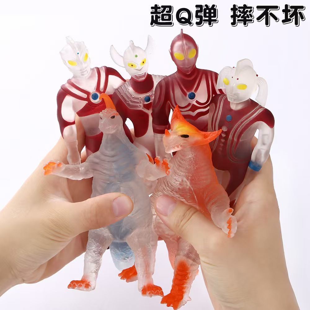 正版奥特曼弹力拉伸TPR软胶人偶拉拉乐温度变色初代泰罗怪兽玩具