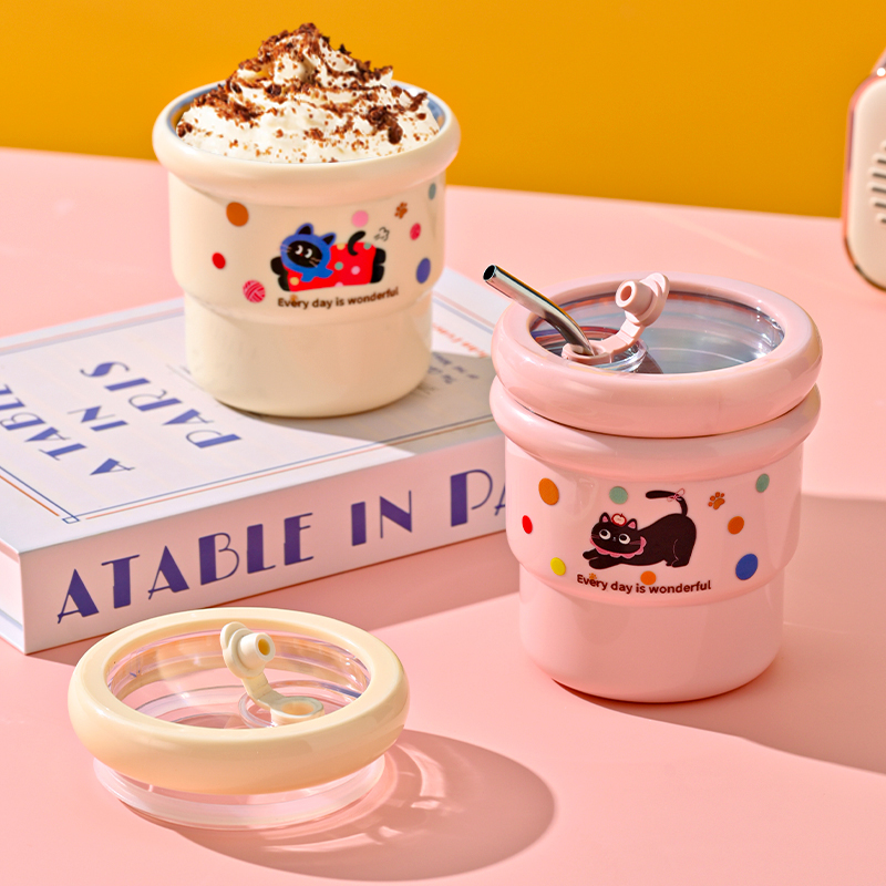 【夏日新款】304不锈钢杯子冰美式咖啡杯ins风高颜值冰霸杯带盖奶杯