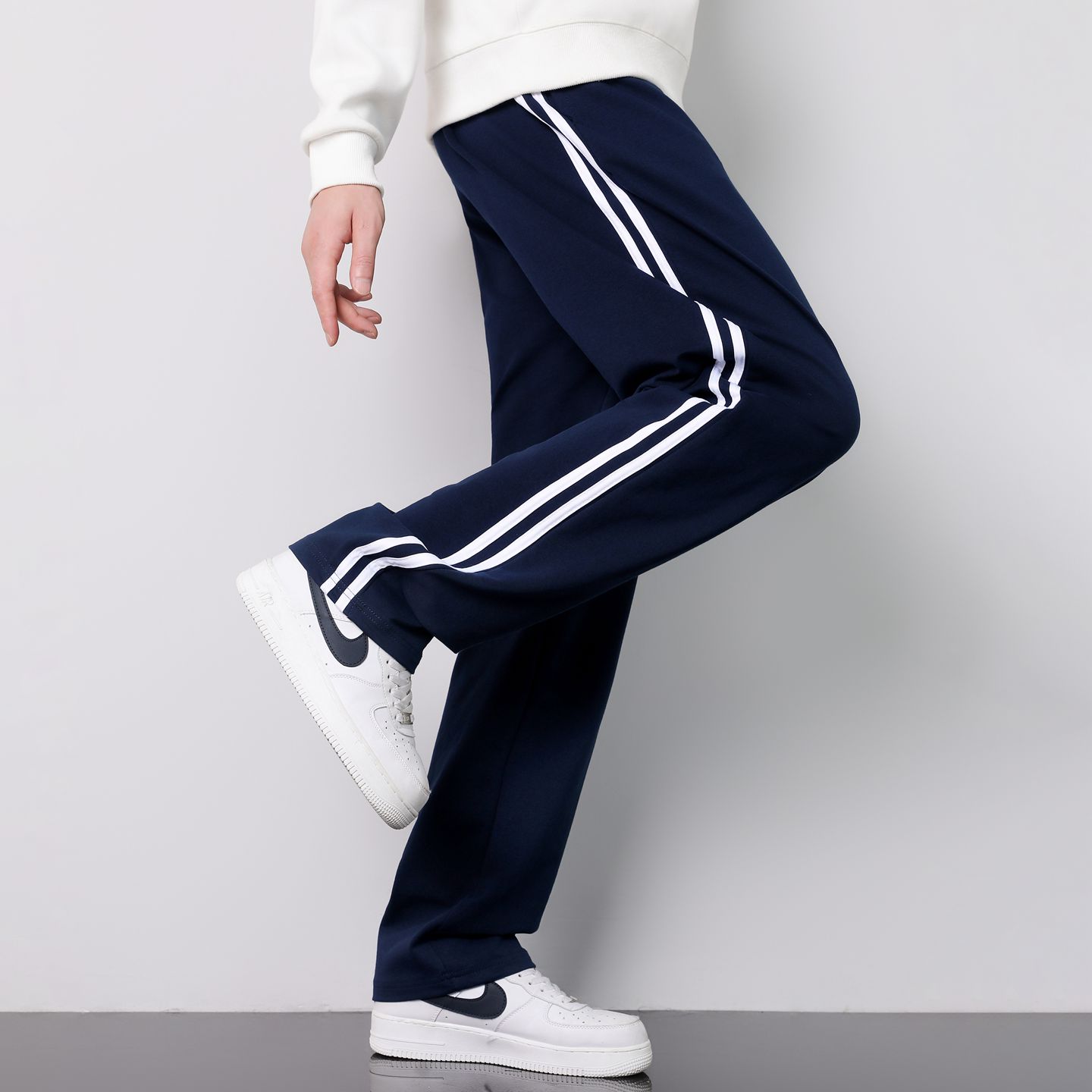 春秋校服裤子初中高中小学生一二三杠冬季加绒加厚直筒纯棉运动裤