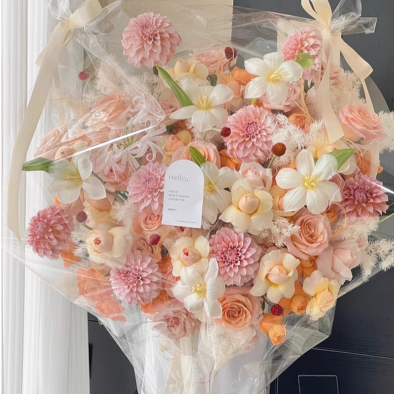 花略 防尘袋透明防水防雨防尘玻璃纸花束花篮套袋