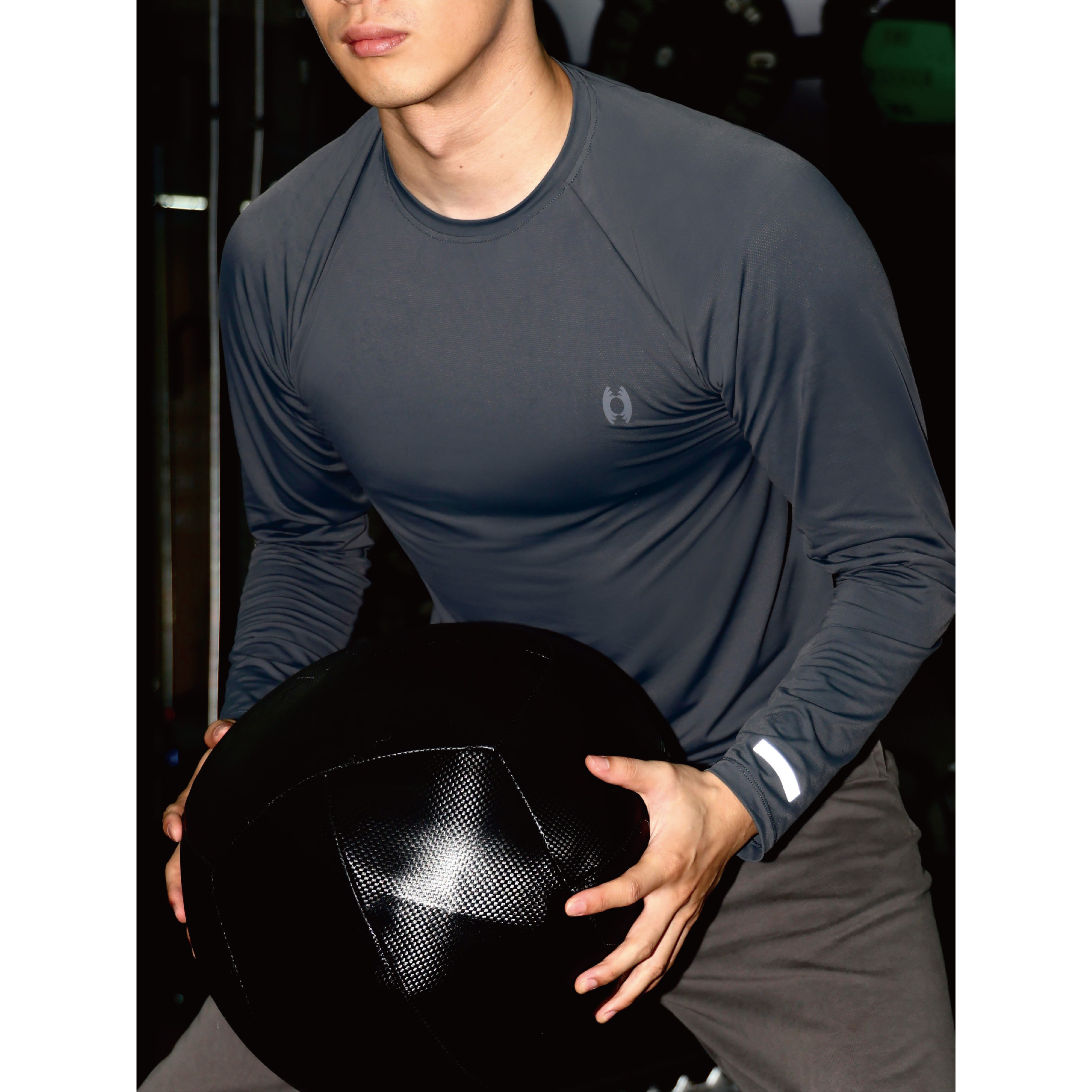 COACT茧动 四季高弹网眼插肩袖紧身训练健身显大T恤长袖抗菌运动