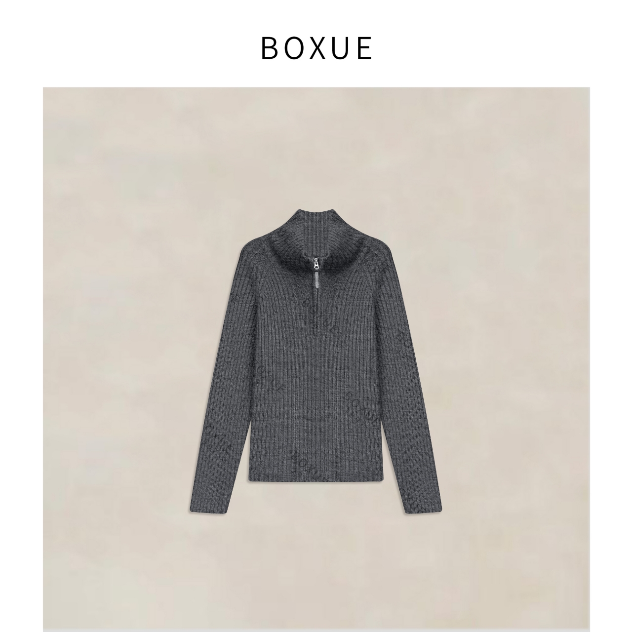 BOXUE“茶韵”2025秋冬羊绒拉毛＋羊毛半开领轻奢 毛衣#251027MY6064