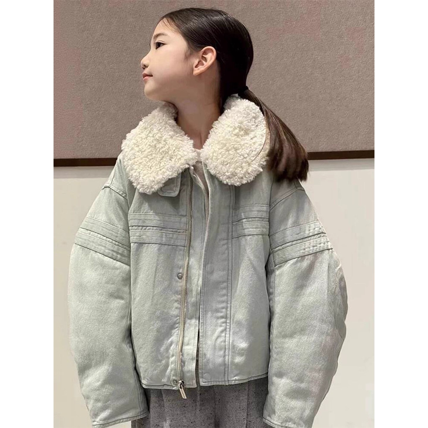 女童牛仔外套秋冬25新款洋气儿童冬季小女孩超好看棉衣夹棉上衣8