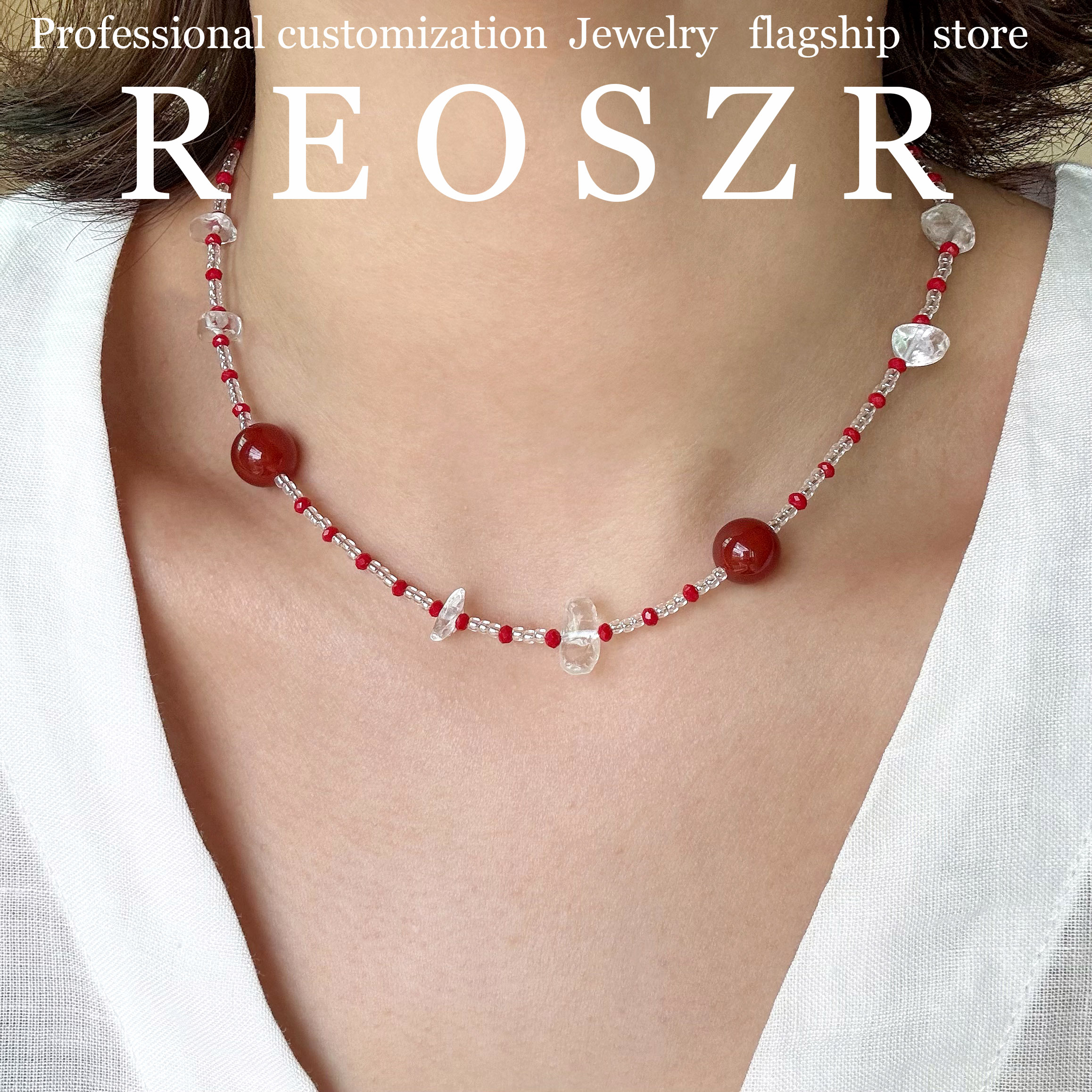 Reoszr/洛恣 钛钢项链 【杰妮】红色百搭手工链子甜美配饰锁骨链