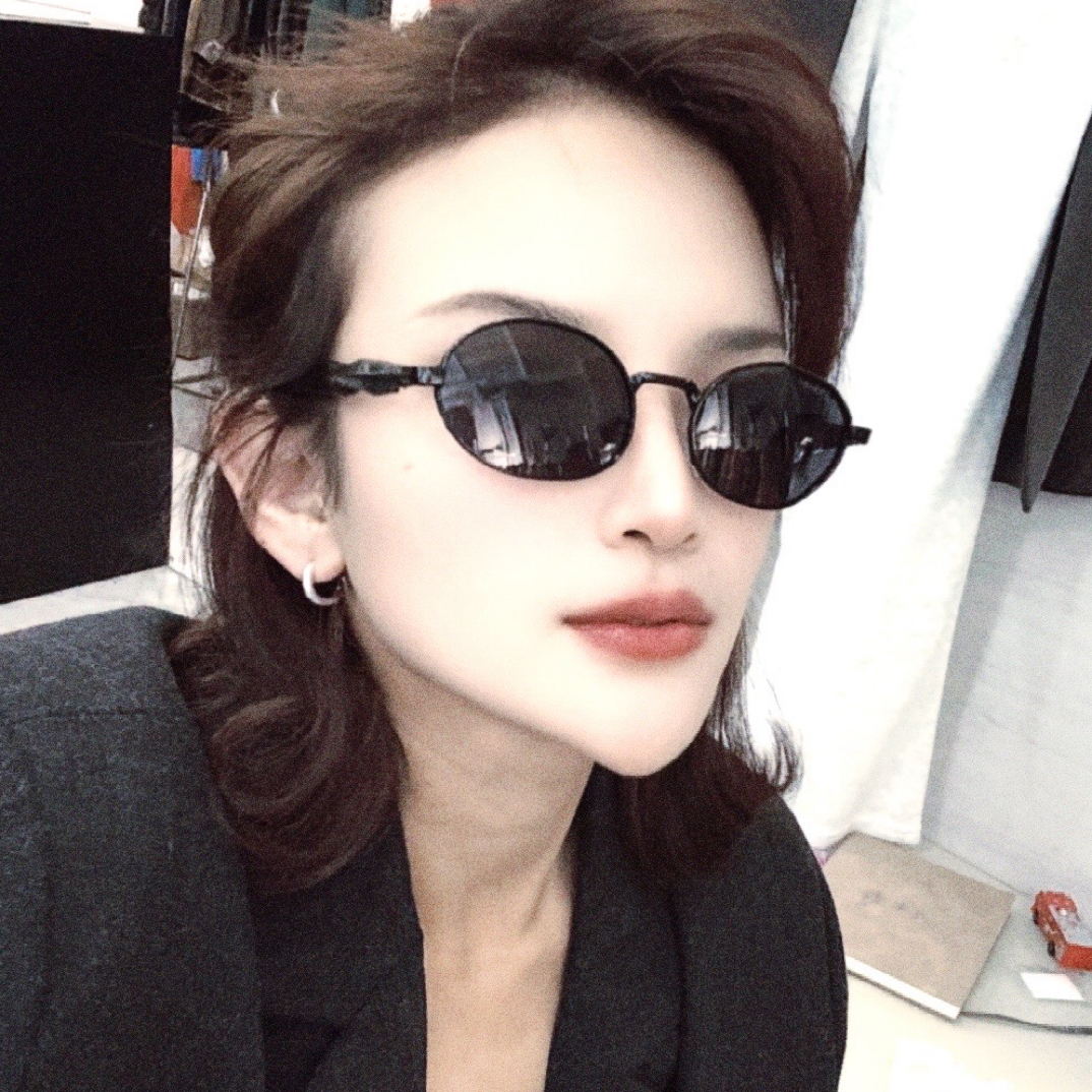 复古高级感椭圆形小框金属墨镜男女时尚遮阳太阳镜