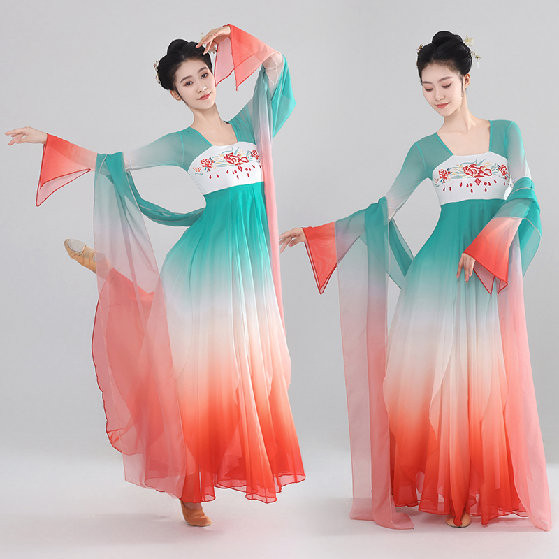 服女飘逸古风练功服中国舞长款仙气连衣裙服装汉唐舞蹈演出服女士