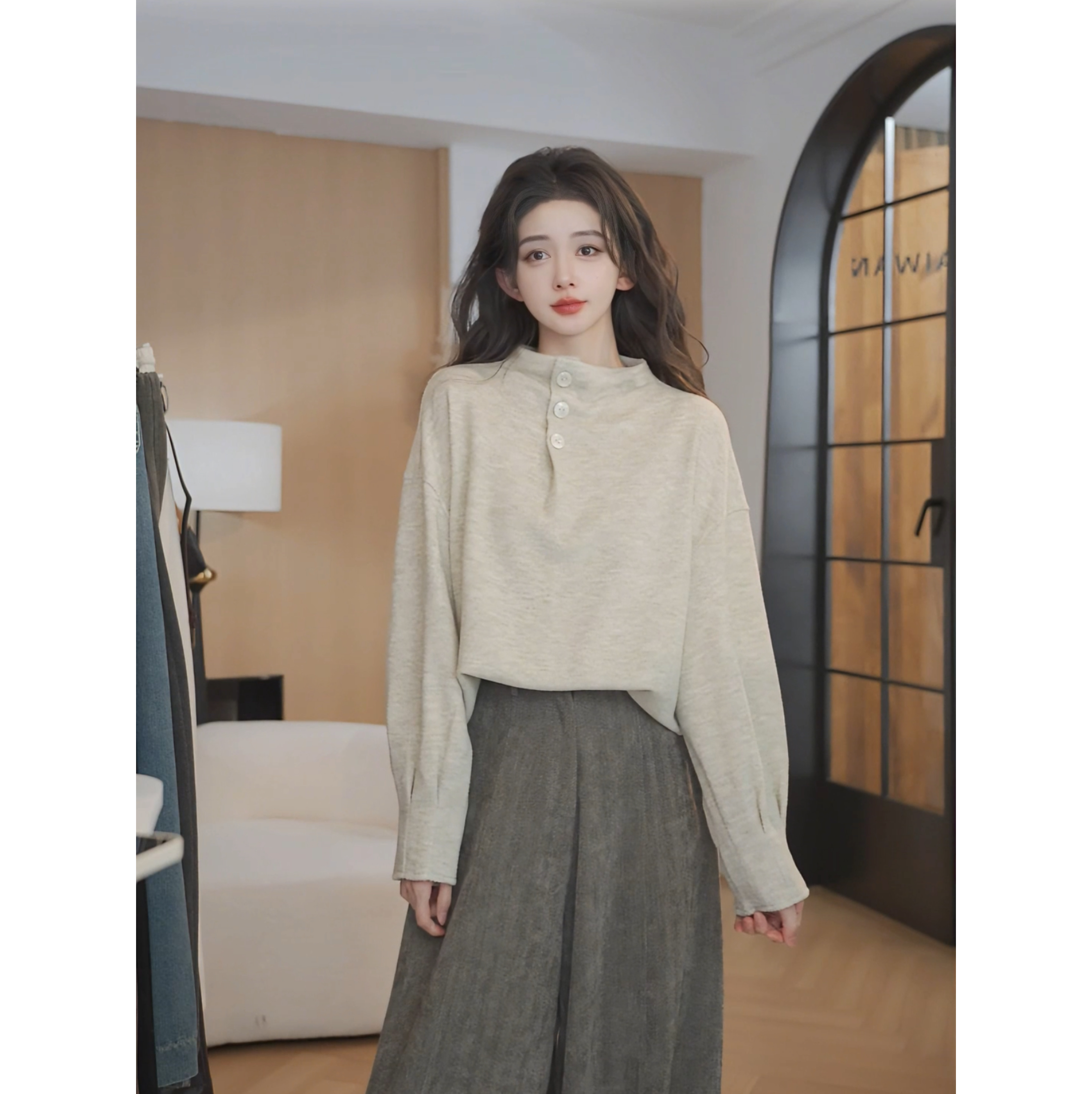 余紫绮【豆蔻】女冬季针织韩版立领休闲简约高级感打底YA2588039