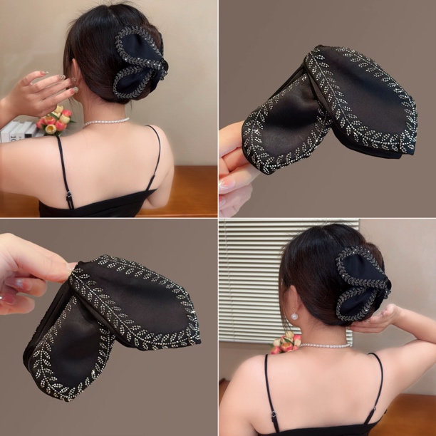 韩系设计感复古简约麦穗闪钻盘发鲨鱼夹发饰百搭高级感抓夹发饰