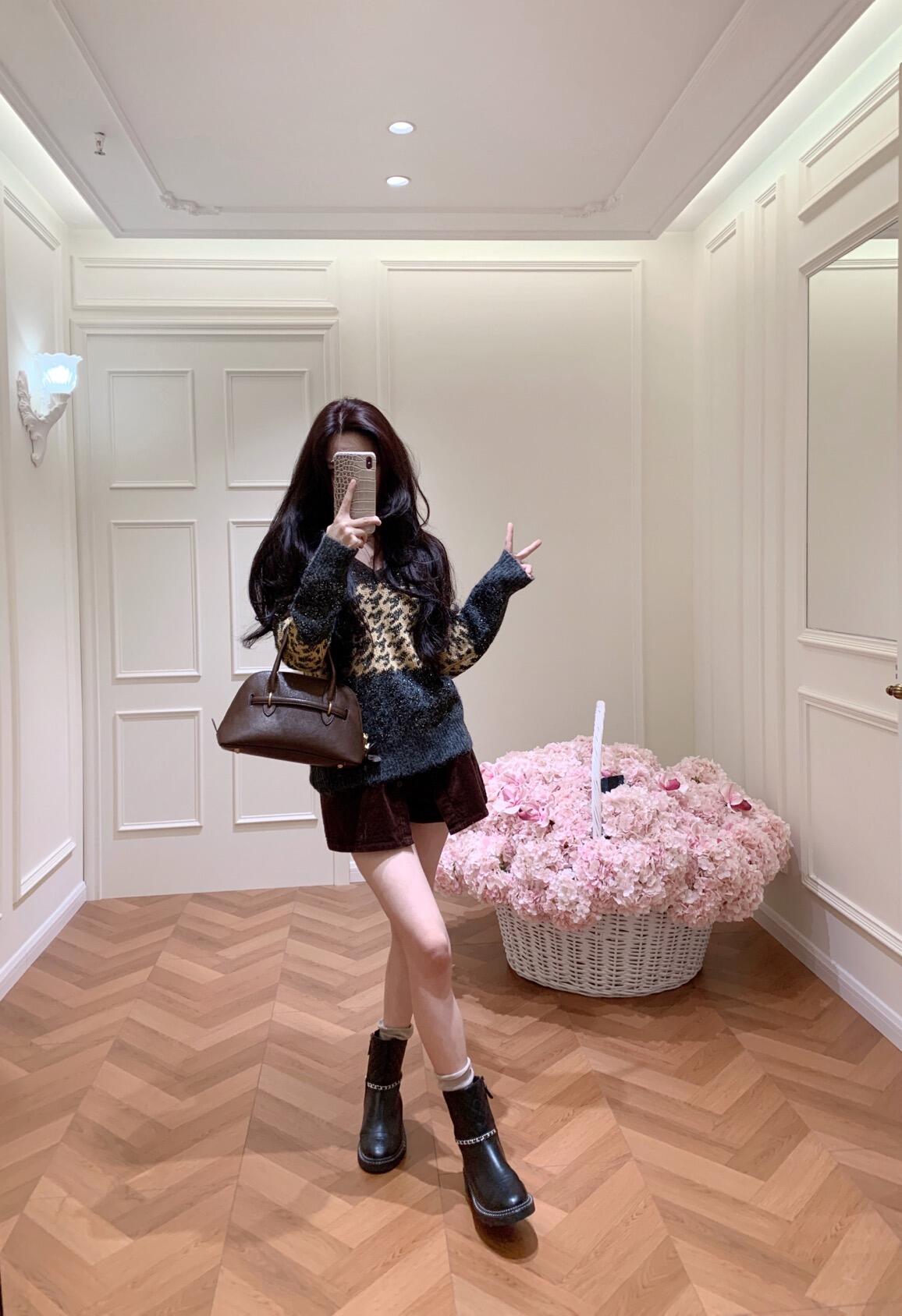 20秋冬新款韩系气质慵懒风长袖套头针织衫毛衣百搭假两件裙裤套装