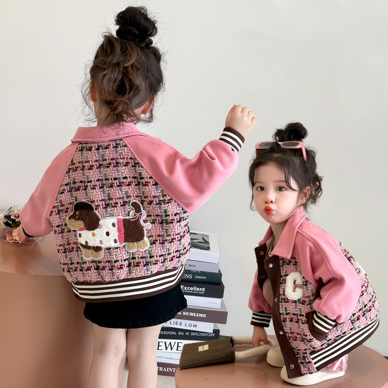 女童棒球服外套2025新款儿童春秋装韩版洋气女宝宝春季卡通上衣潮