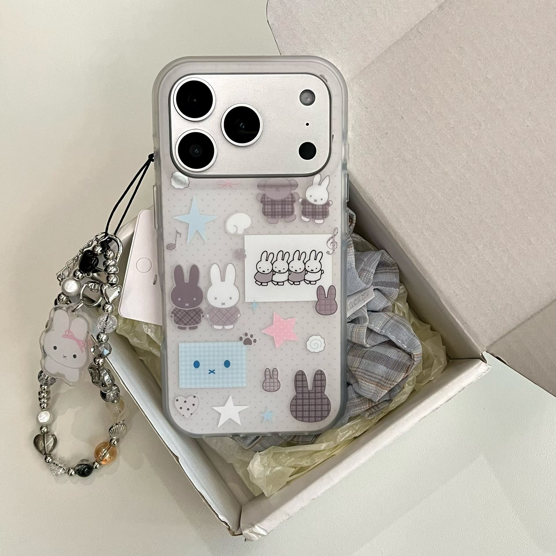 可爱磨砂星星米菲气囊圆边imd双层手机壳适配iPhone17苹果16/15