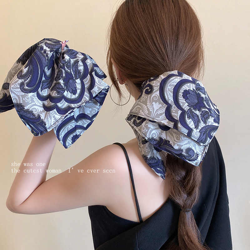 复古图腾印花大肠发圈女气质百搭头绳扎马尾发绳洋气高级感头饰