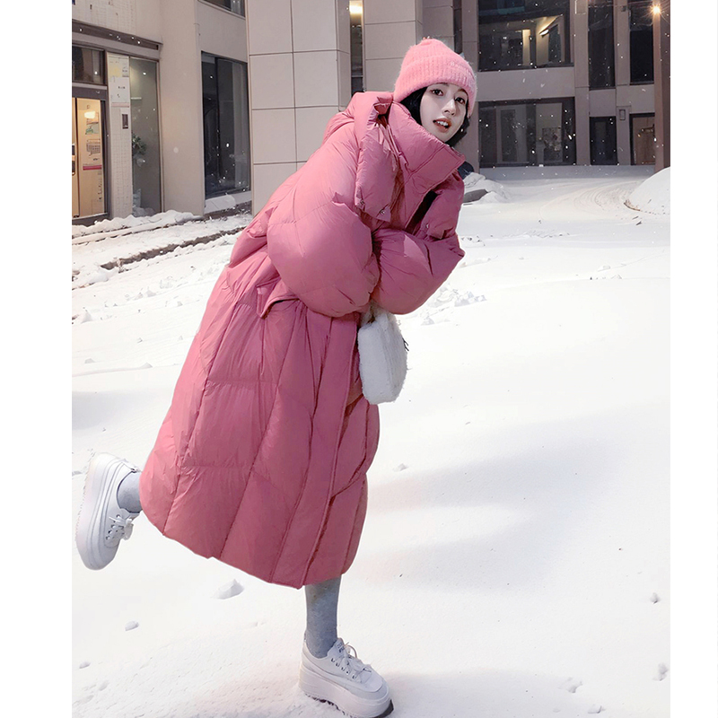 2025冬季粉色甜美高级感棉服外套女生冬新长过膝大被子加厚面包服