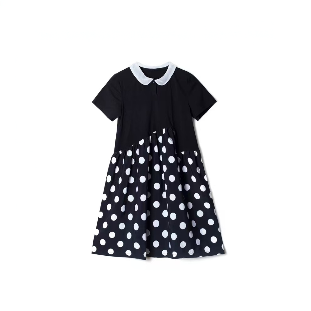 夏季时尚气质圆点遮肚显瘦百搭中长款连衣裙