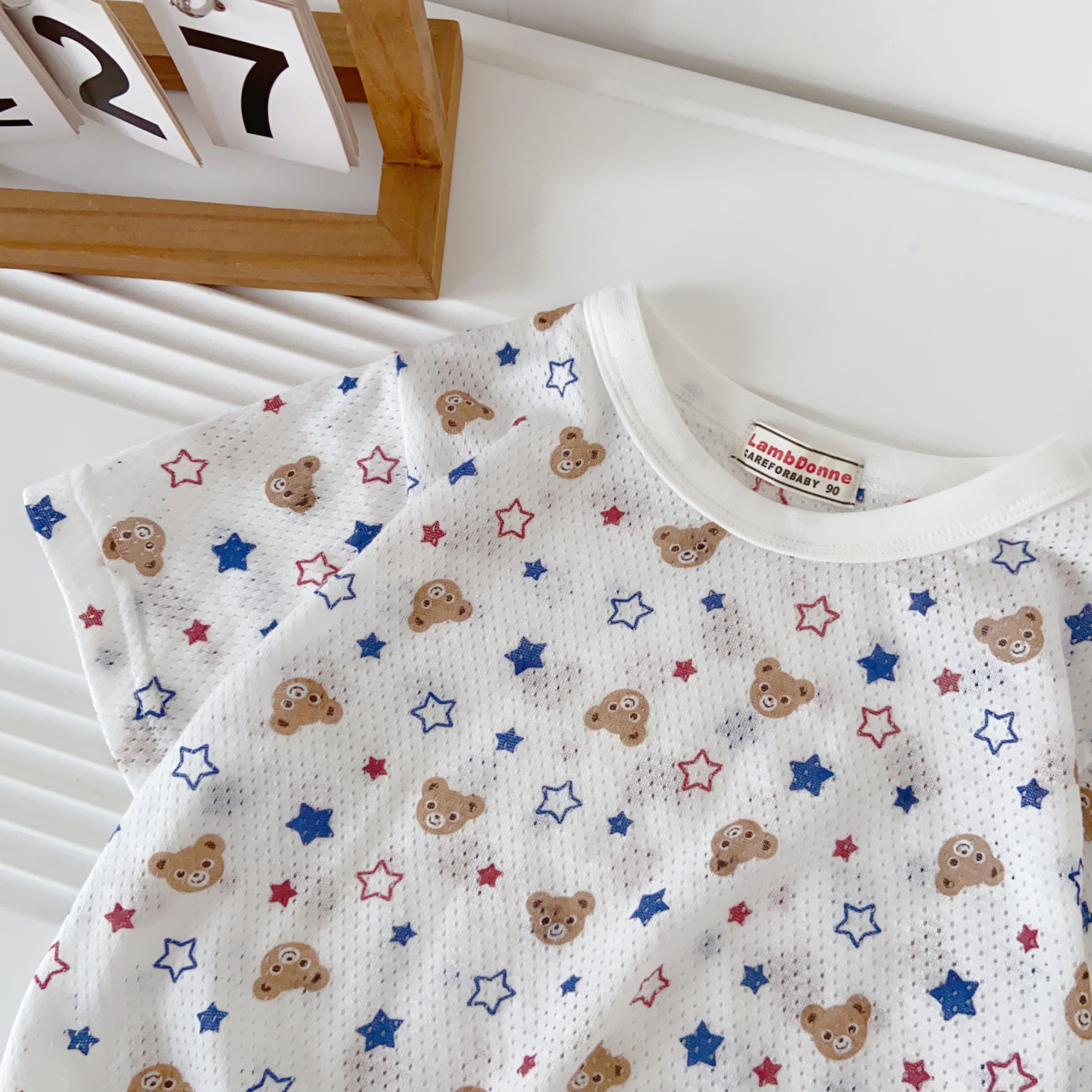 2025春夏卡通风印花B类男女短袖透气吸汗T恤上衣宝宝学院风儿童