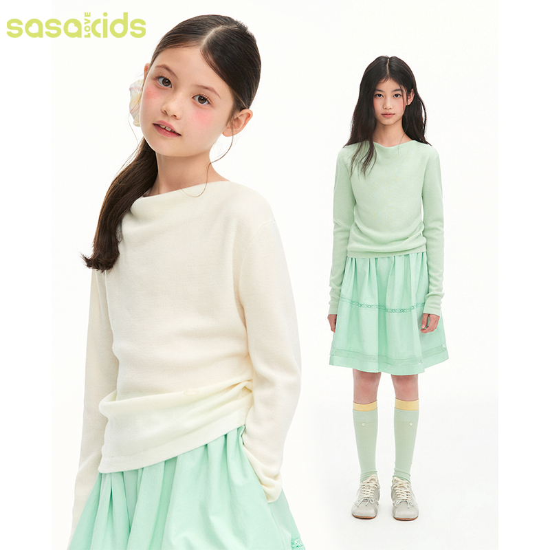 sasakids『7A抗菌“不止好看，更安全”』含羊毛软绵绵毛衣打底衫