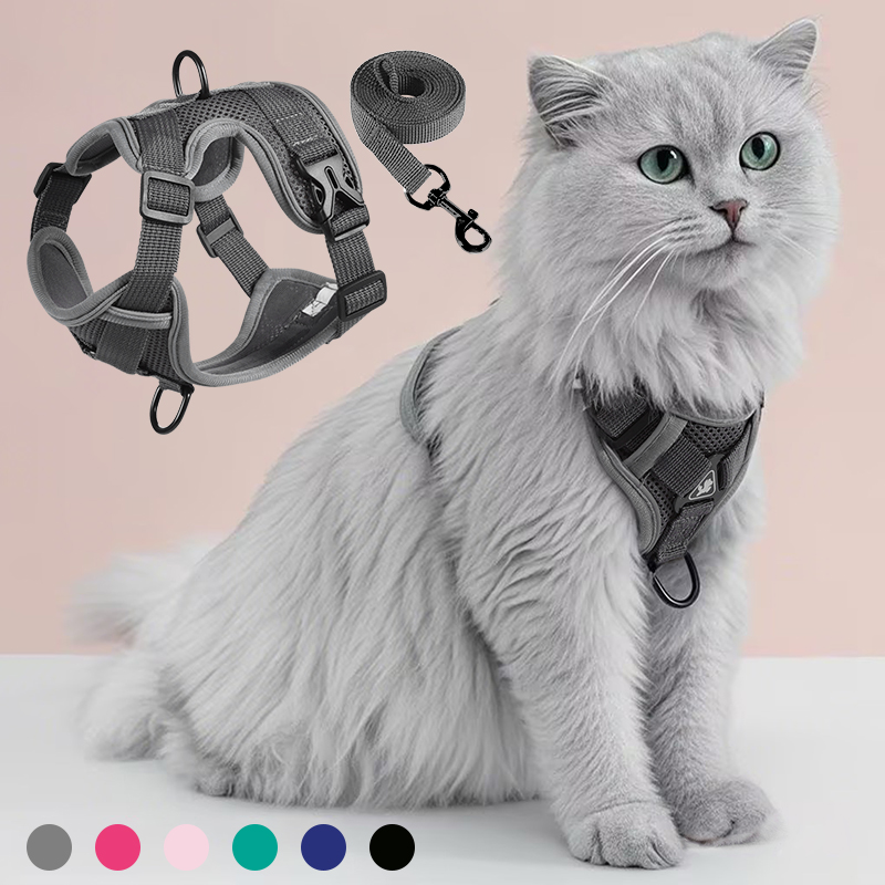 猫咪牵引绳背心防挣脱外出专用遛猫绳宠物背带链子可调节遛猫神器