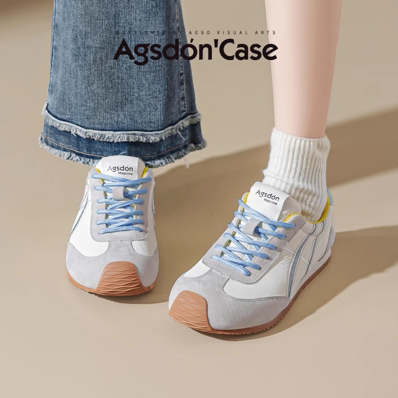 奥古狮登芭蕾德训鞋女2025新款夏季透气复古撞色运动阿甘女鞋厚底