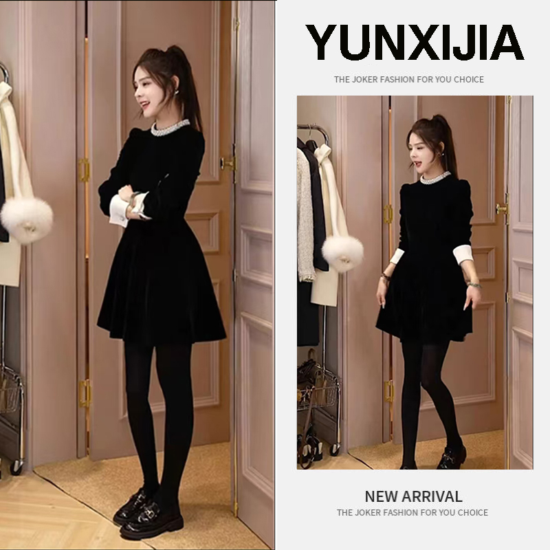 春季穿搭一整套女2025新款韩系赫本风气质高级感收腰显瘦连衣裙潮