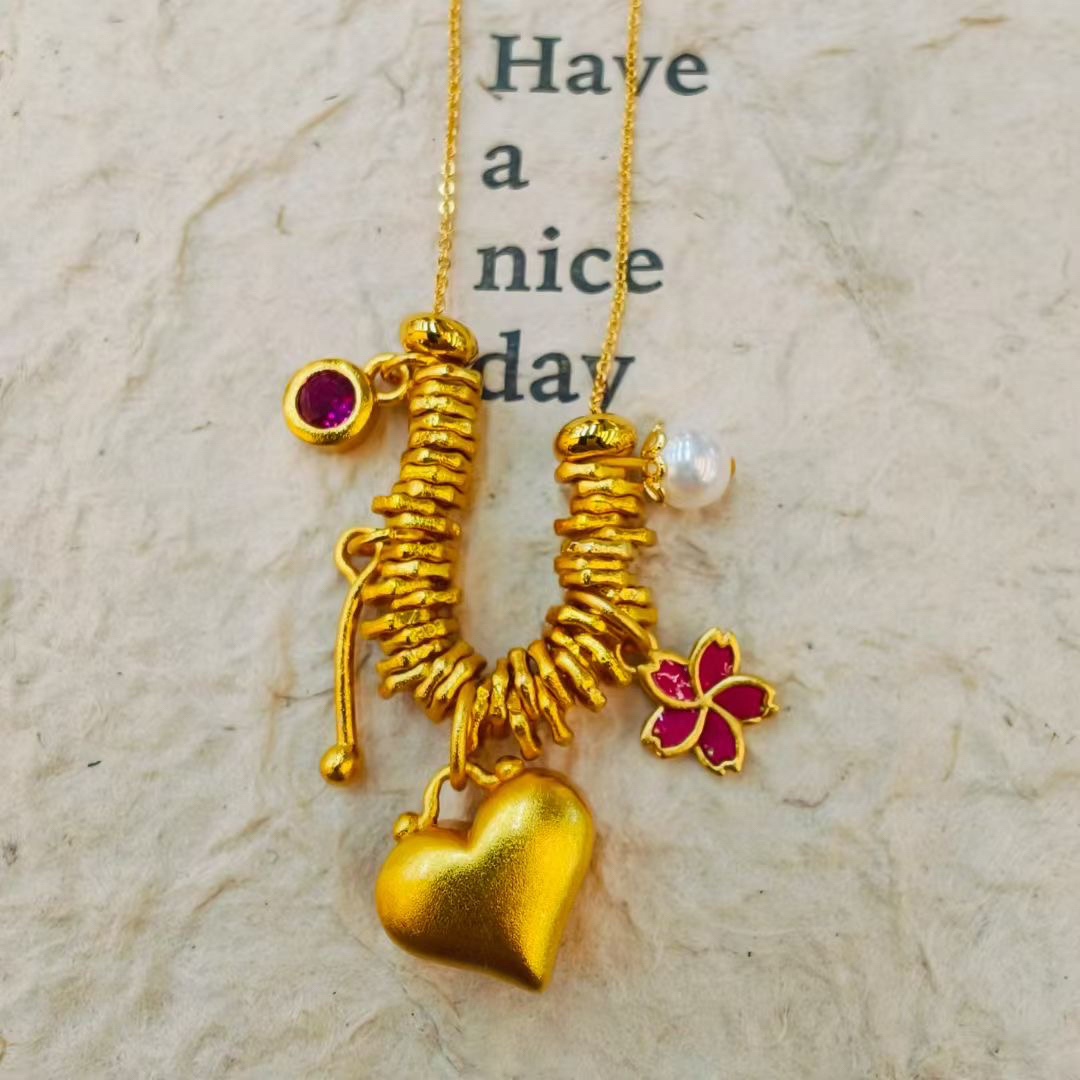 铁合金项链 铁合金少女风中国风女铜合金首饰轻奢锁骨链甜美