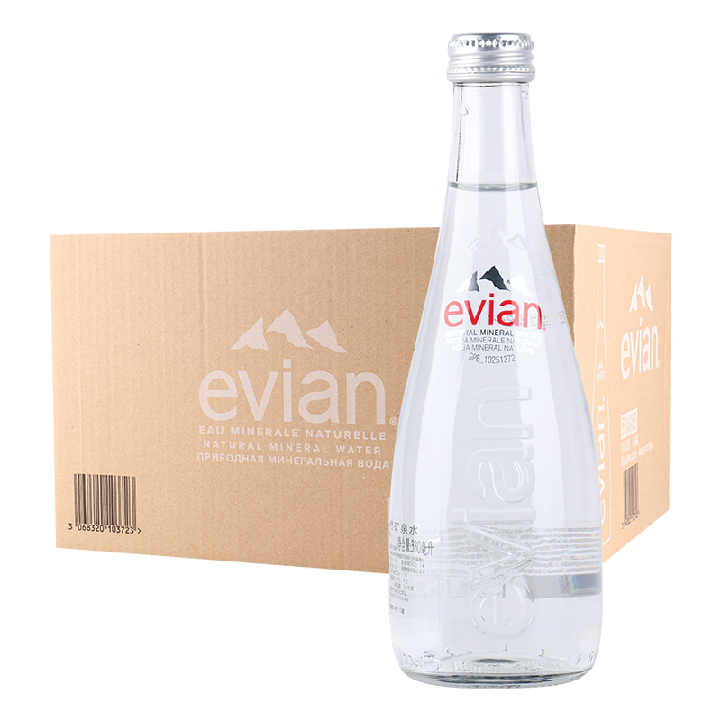 法国原装进口evian依云天然矿泉水330ml*瓶/箱弱碱性高端饮用水