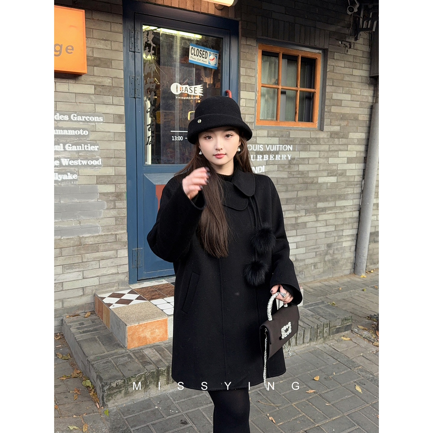 应小姐【夜巴黎】微胖大码冬款法式女装宽松显瘦设计气质双面呢外套